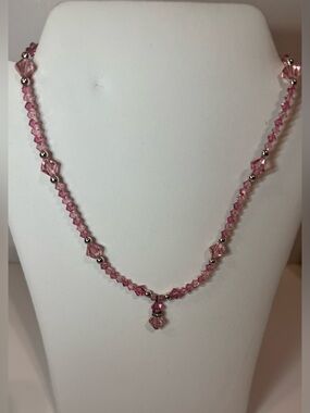 Vintage Designer J. Lauren Pink Crystal Beaded Necklace